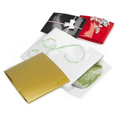 Envelope de papel plastificado com aba dourado 20x24x8 cm - 1