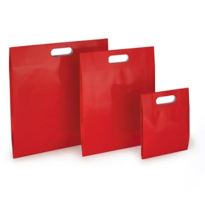 Envelope de papel vermelho plastificado com asa pré-cortada 38x41x10 cm - 1