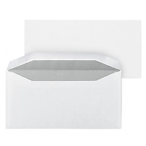 Enveloppe blanche 114 x 229 mm 80g pour mise sous pli automatique avec fenêtre 45 x 100 mm fermeture gommée - Boîte de 1000