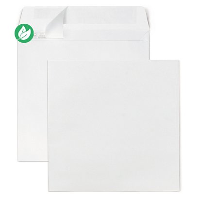 Enveloppe blanche 205 x 205 mm 120g sans fenêtre - autocollante bande protectrice - Lot de 250