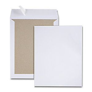 Enveloppe blanche 260 x 330 mm 120g dos kraft sans fenêtre fermeture auto-adhésive - Boîte de 100