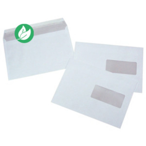 Enveloppe blanche C5 162 x 229 mm 90g fenêtre 45 x 100 mm - autocollante bande protectrice - Lot de 500