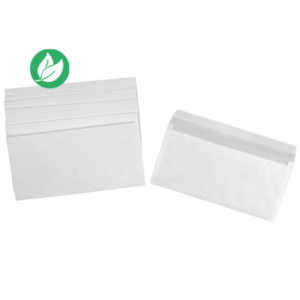 Enveloppe blanche DL 110 x 220 mm 80g sans fenêtre - autocollante bande protectrice - Lot de 500