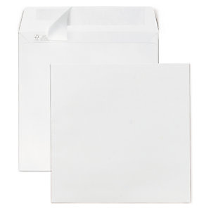 Enveloppe carrée blanche papier vélin 185 x 185 mm 120g sans fenêtre fermeture auto-adhésive - Boîte de 250 Enveloppe carrée blanche papier vélin 185 x 185 mm 120g sans fenêtre fermeture auto-adhésive - Boîte de 250