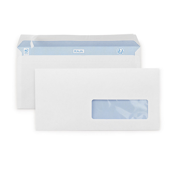 Enveloppe commerciale blanche qualité 90 g/m² RAJA avec fenêtre 35 x 100 mm DL - 110 x 220 mm - 1