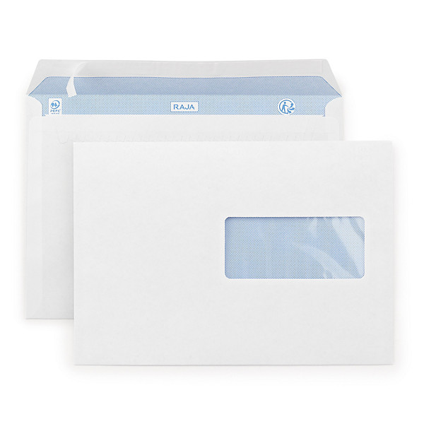 Enveloppe commerciale blanche qualité 90 g/m² RAJA avec fenêtre C5 - 162 x 229 mm - 1