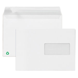 Enveloppe commerciale blanche recyclée auto-adhésive avec fenêtre 80g/m² LA COURONNE