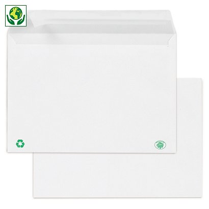 Enveloppe commerciale recyclée blanc autocollante avec/sans fenêtre 80 g/m²  ecologique et eco-responsable