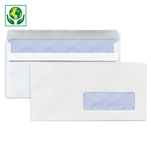 Enveloppe commerciale vélin blanc autocollante avec fenêtre 80g/m² Enveloppe commerciale vélin blanc autocollante avec fenêtre 80g/m²