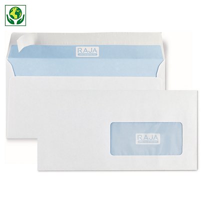 Enveloppe commerciale vélin extra-blanc autocollante avec/sans fenêtre 80 g/m² RAJA - 1