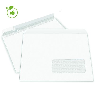 Enveloppes blanches Raja 90 g 110 x 220 cm, sans fenêtre, lot de 500