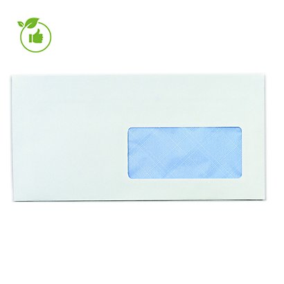 Enveloppes blanches Raja, bande autocollante, 110 x 220 mm, lot de 500