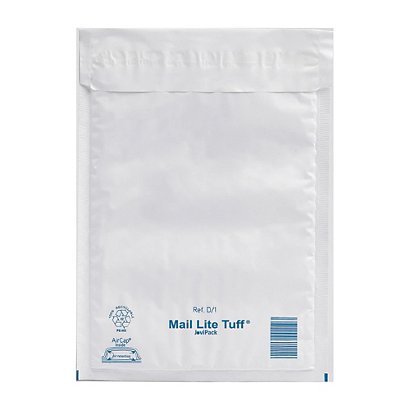 Enveloppes plastique matelassées à bulles Raja, 18 x 26 cm, blanc, lot de 100