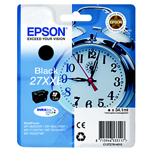 Epson 27 XXL "Réveil" Cartouche d'encre originale grande capacité DURABrite Ultra C13T27914012 - Noir Epson 27 XXL "Réveil" Cartouche d'encre originale grande capacité DURABrite Ultra C13T27914012 - Noir