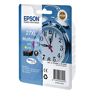 Epson 27XL 'Réveil' Cartouche d'encre originale DURABrite Ultra Pack 3 couleurs (C13T27154012) - Cyan, Magenta, Jaune