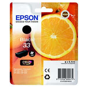 Epson 33 ''Oranges'' Cartouche d'encre originale Claria Premium C13T33314012 - Noir