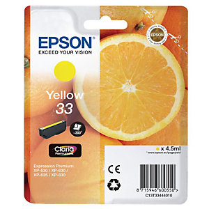 Epson 33 'Oranges' Cartouche d'encre originale Claria Premium (C13T33444012) - Jaune