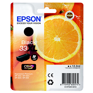 Epson 33 XL Oranges Cartouche d'encre originale grande capacité Claria Premium C13T33514012 - Noir
