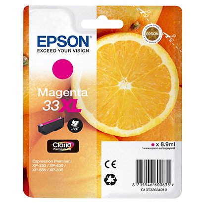 Epson 33 XL "Oranges" Cartouche d'encre originale grande capacité Claria Premium C13T33634012 - Magenta