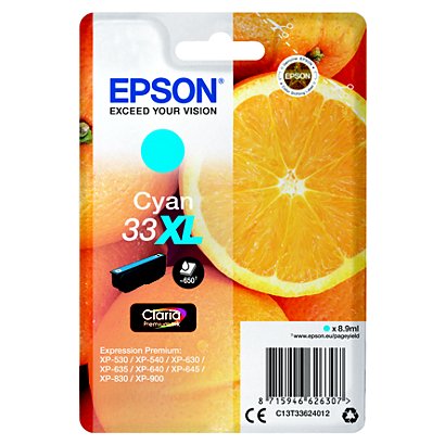 Epson 33XL, C13T33624012, Cartucho de Tinta, Claria Premium, Naranja, Cian, Alta Capacidad - 1