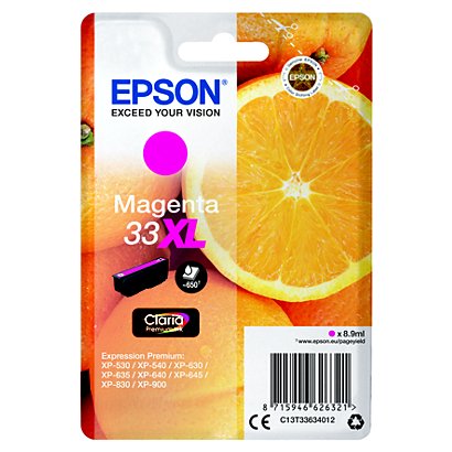 Epson 33XL, C13T33634012, Cartucho de Tinta, Claria Premium, Naranja, Magenta, Alta Capacidad, Paquete Unitario - 1
