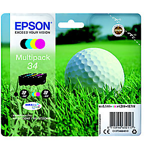Epson 34 'Golf ball' Cartouche d'encre originale (C13T34664010) - Pack 4 couleurs