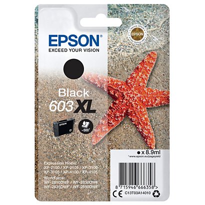 Epson 603XL, C13T03A14010, Cartucho de Tinta, Estrella de mar, Negro, Alta capacidad