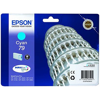 Epson 79, C13T79124010, Cartucho de Tinta, DURABrite Ultra, Torre de Pisa, Cian - 1