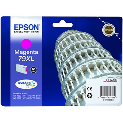 Epson 79XL, C13T79034010, Cartucho de Tinta, DURABrite Ultra, Torre de Pisa, Magenta, Alta capacidad - 1