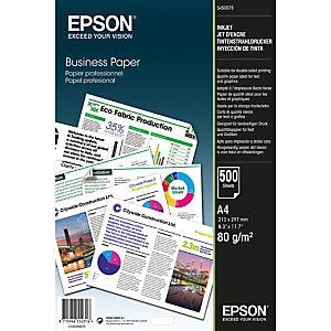 Epson Business Paper - A4 - 500 feuilles, Impression à jet d'encre, A4 (210x297 mm), Mat, 500 feuilles, 80 g/m², Blanc C13S450075 Epson Business Paper - A4 - 500 feuilles, Impression à jet d'encre, A4 (210x297 mm), Mat, 500 feuilles, 80 g/m², Blanc C13S450075