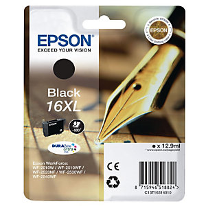 EPSON Cartouche d'encre DURABrite Ultra 16XL N Stylo, C13T16314010 (Multipack) Grande capacité, Noir