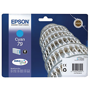 EPSON Cartouche d'encre DURABrite Ultra 79 C Tour de Pise, C13T79124010 (Pack de 1), Cyan