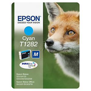 EPSON Cartouche d'encre DURABrite Ultra T1282 C Renard, C13T12824010 (Pack de 1), Cyan