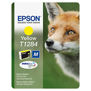 EPSON Cartouche d'encre DURABrite Ultra T1284 J Renard, C13T12844010 (Pack de 1), Jaune