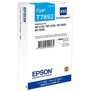 EPSON Cartouche d'encre DURABrite Ultra T7892 XXL C, C13T789240 (Pack de 1) Grande capacité, Cyan