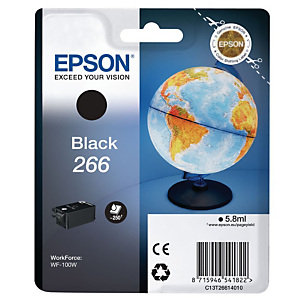 EPSON Cartouche d'encre T266 N Mappemonde, C13T26614010 (Pack de 1), Noir