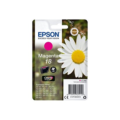 EPSON Cartuccia inkjet 18 Serie Margherita, C13T18034012, Inchiostro Claria Home, Magenta, Pacco singolo