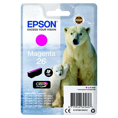 EPSON Cartuccia inkjet 26, C13T26134012, Inchiostro Claria Premium, Magenta, Pacco Singolo