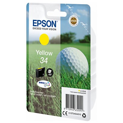 EPSON Cartuccia inkjet 34 Serie Pallina da golf, C13T34644010, Inchiostro DURABrite™ Ultra, Giallo, Pacco singolo - 1