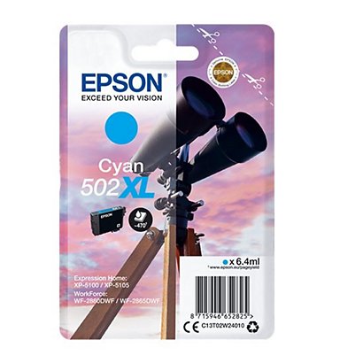 EPSON Cartuccia inkjet 502 XL Serie Binocolo, C13T02W24010, Ciano, Pacco singolo, Alta capacità