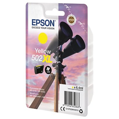 EPSON Cartuccia inkjet 502 XL Serie Binocolo, C13T02W44010, Giallo, Pacco singolo, Alta capacità