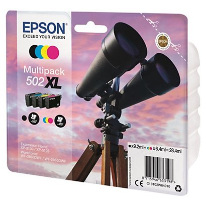 EPSON Cartuccia inkjet 502 XL Serie Binocolo, C13T02W64010, Nero + Colori, Multipack, Alta capacità
