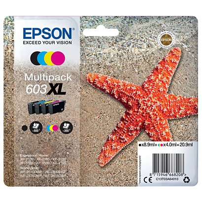 EPSON Cartuccia inkjet 603 XL Serie Stella Marina, C13T03A64010, Nero + Colori, Multipack