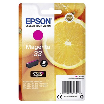 Epson Cartuccia inkjet Serie Arancia 33, C13T33434012, Inchiostro Claria Premium, Magenta, Pacco singolo - 1