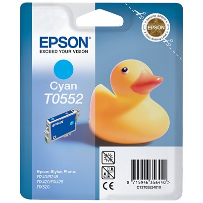 Epson Cartuccia inkjet Serie Paperella T0552, C13T05524010, Ciano, Pacco singolo - 1