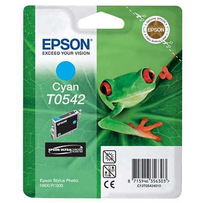 Epson Cartuccia inkjet Serie Rana T0542, C13T05424010, Inchiostro Ultra Chrome Hi-Gloss, Ciano, Pacco singolo - 1