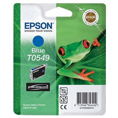 Epson Cartuccia inkjet Serie Rana T0549, C13T05494010, Inchiostro Ultra Chrome Hi-Gloss, Blu, Pacco singolo - 1