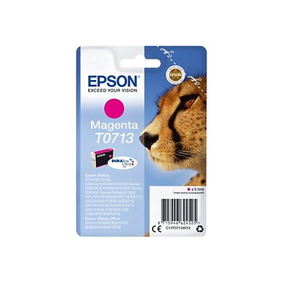 EPSON Cartuccia inkjet T0713 Serie Ghepardo, C13T07134012, Inchiostro DURABrite™ Ultra, Magenta, Pacco singolo - 1
