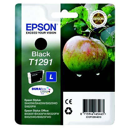 EPSON Cartuccia inkjet T1291 Serie Mela, C13T12914012, Inchiostro DURABrite™ Ultra, Nero, Pacco singolo - 1