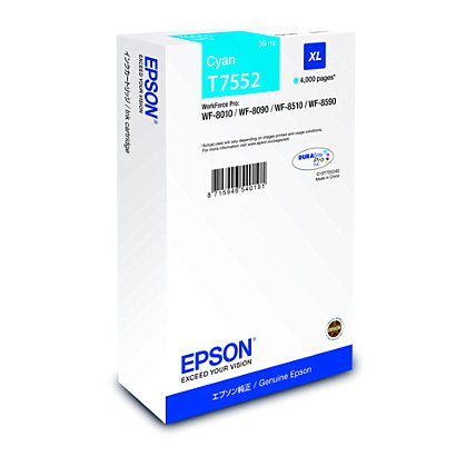 EPSON Cartuccia inkjet T7552 XL, C13T755240, Ciano, Pacco Singolo, Alta capacità